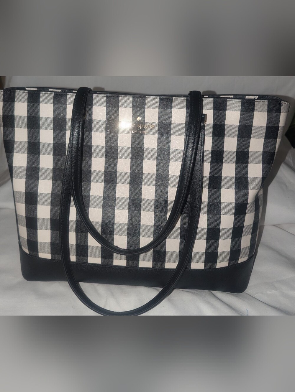 Kate Spade New York  Black and white Perfect Gingham Tote.